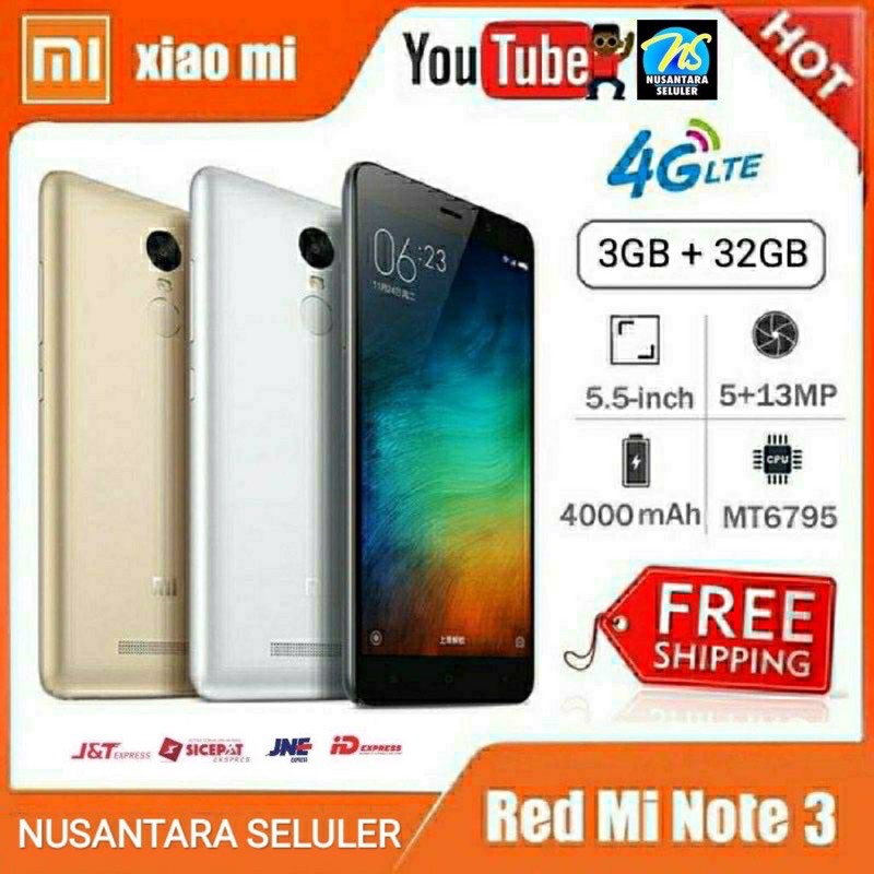 [Baru] "Xiaomi Redmi Note 3 Ram 3GB Internal 32GB Helio Mediatek | HP