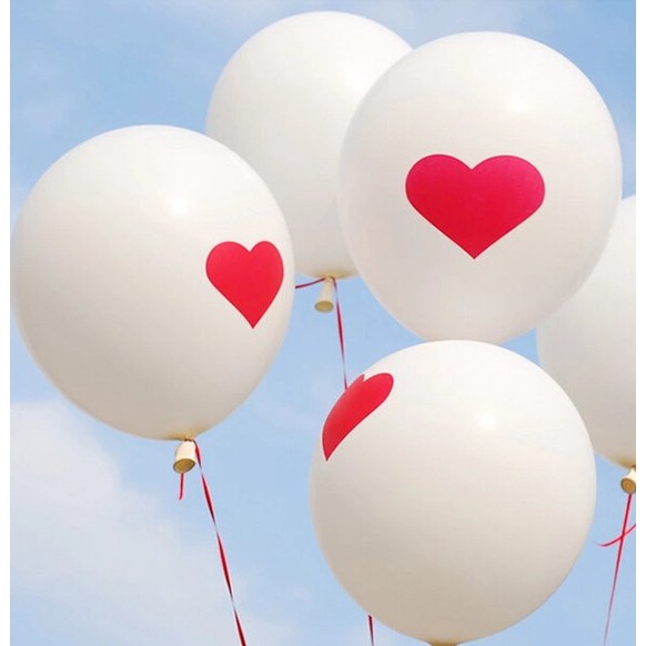 Balon Tiup Bulat * Balon Motif Love Hati * Balon Latex * Balon 1 pack 10pcs