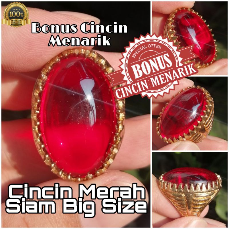Cincin Akik Merah Siam Big Size Jumbo