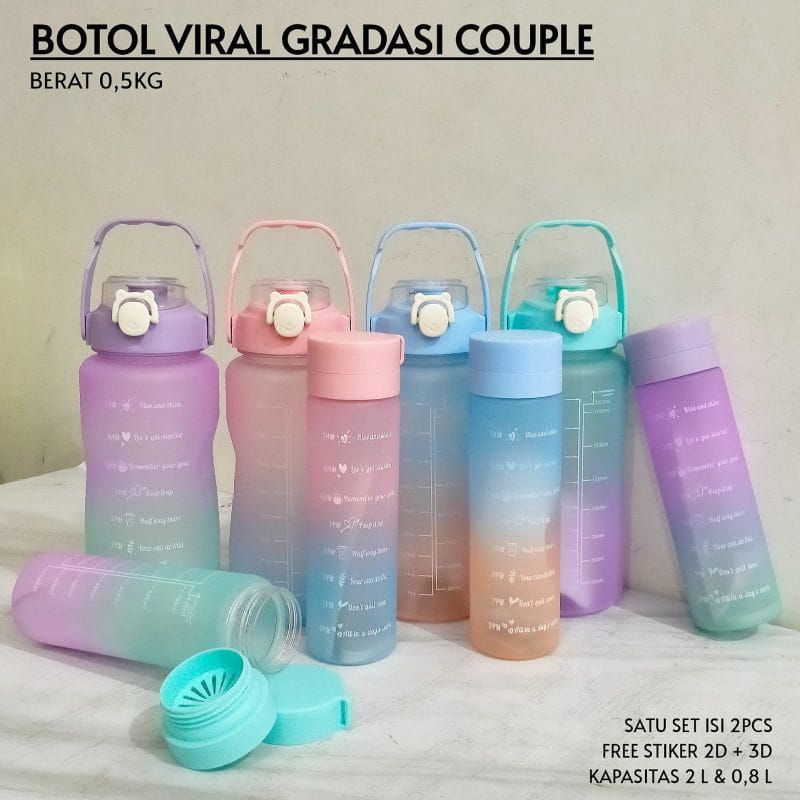 BOTOL MINUM 2 LITER VIRAL BOTOL GRADIASI 2LITER BOTOL VIRAL BOTOL MOTIVASI FREE STIKER 2D 3D