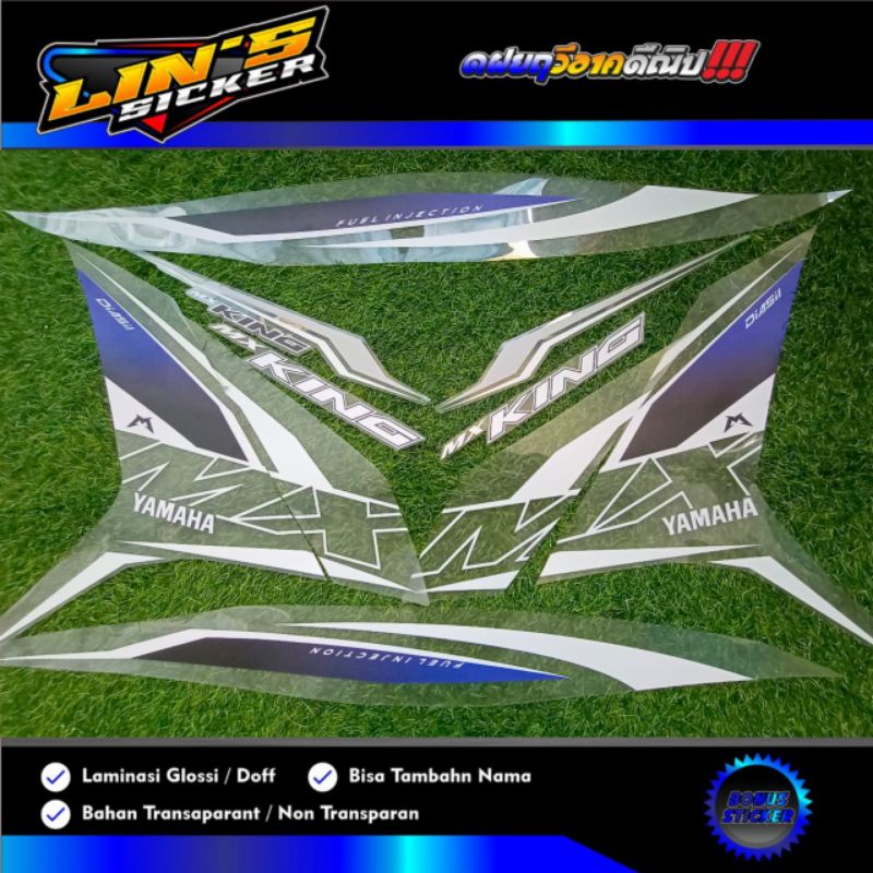 STRIPING JUPITER MX KING 150 TRANSPARAN CUSTOM MX BIRU PUTIH