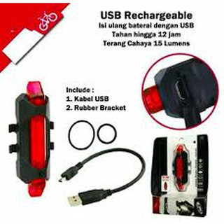  Lampu  Belakang Sepeda  LED USB Rechargeable Anti Air 