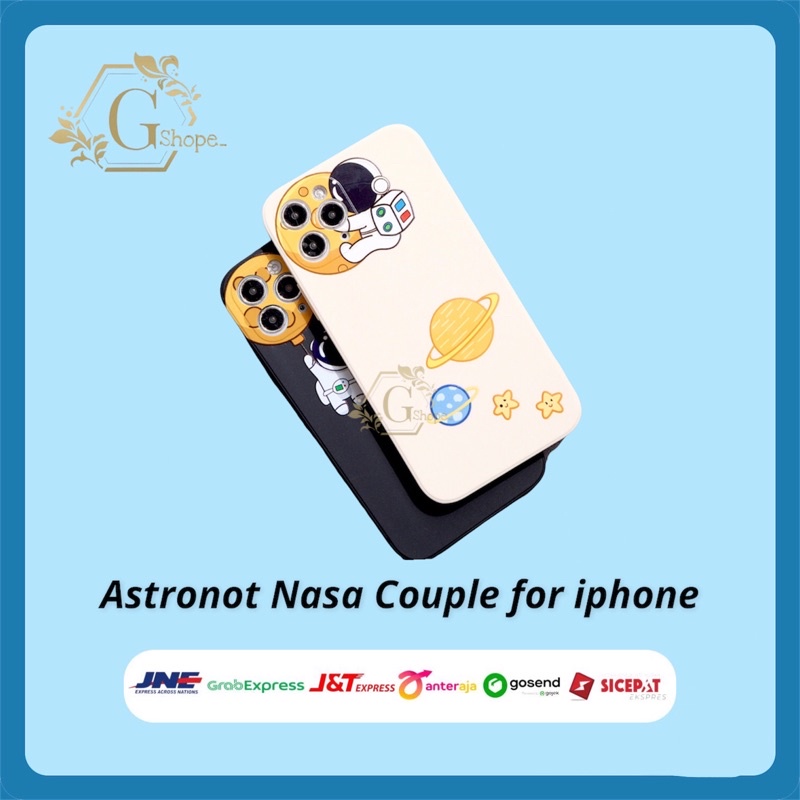 Case iphone - ASTRONOT NASA CUTE COUPLE - soft case lens cover