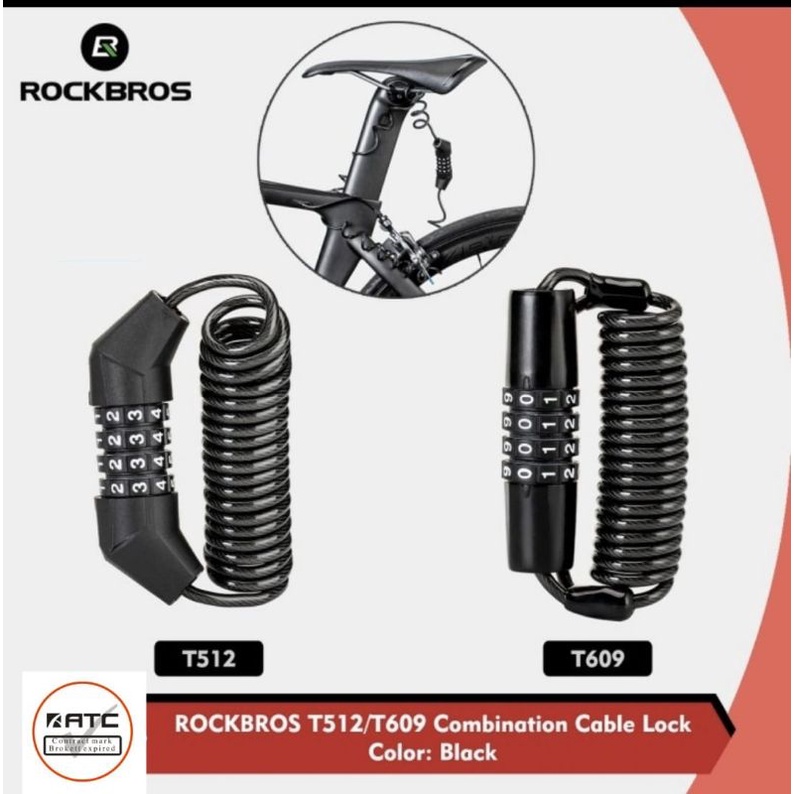 Kunci Gembok sepeda ROCKBROS T609 T512 Lock Helmet Bike kombinasi 4 angka