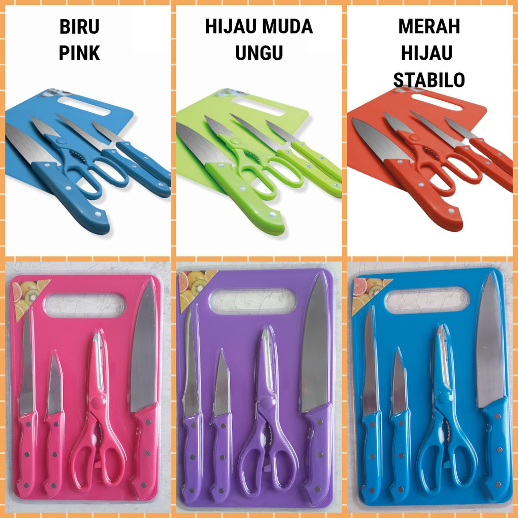 BIG SALE!! [BISA COD] PISAU 1 SET 5 PCS /PISAU / GUNTING / TELENAN SERBAGUNA FREE BUBBLE