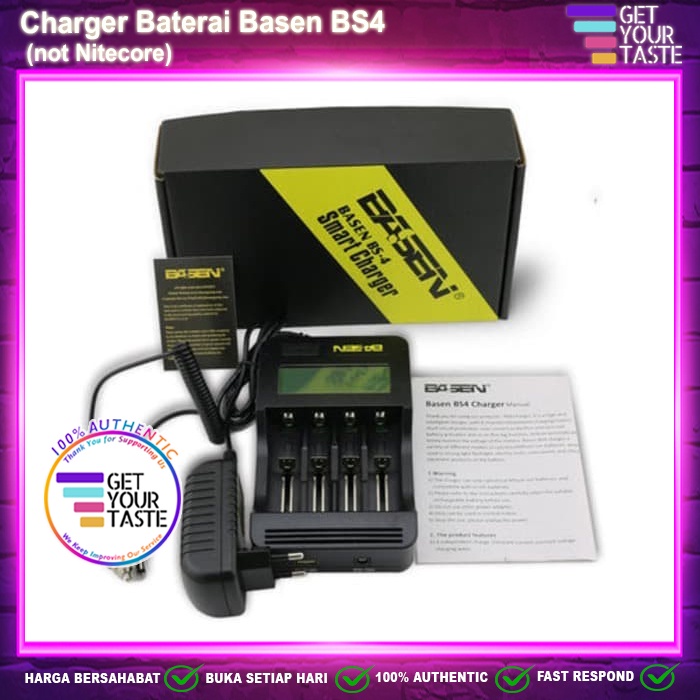 Charger BASEN BS-4 4 Slot Battery BS4 Authentic for Baterai Vape 18350 18650 21700