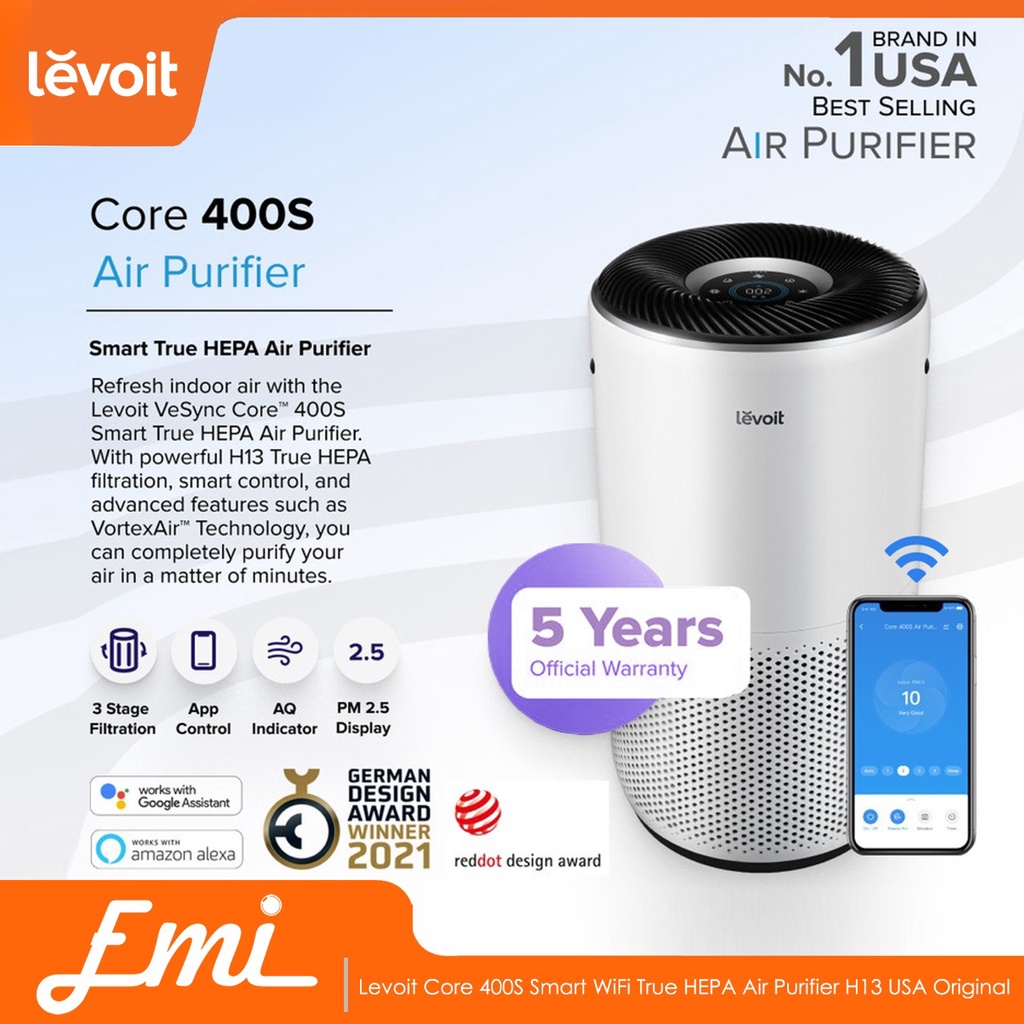 Levoit Core 400S Smart WiFi True HEPA Air Purifier H13 USA Original