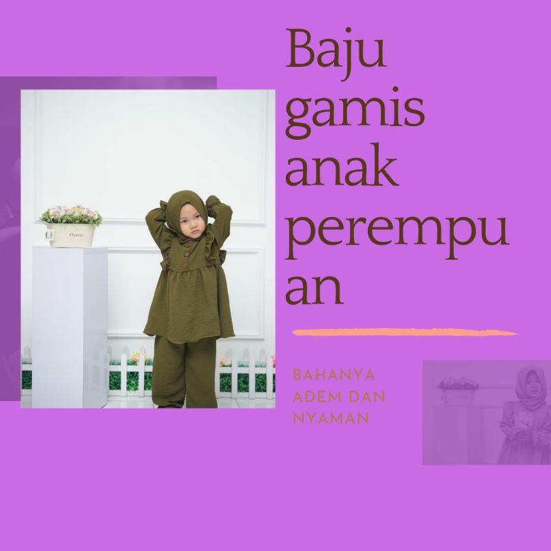 Baju Anak Perempuan Kembar ukuran S warna army