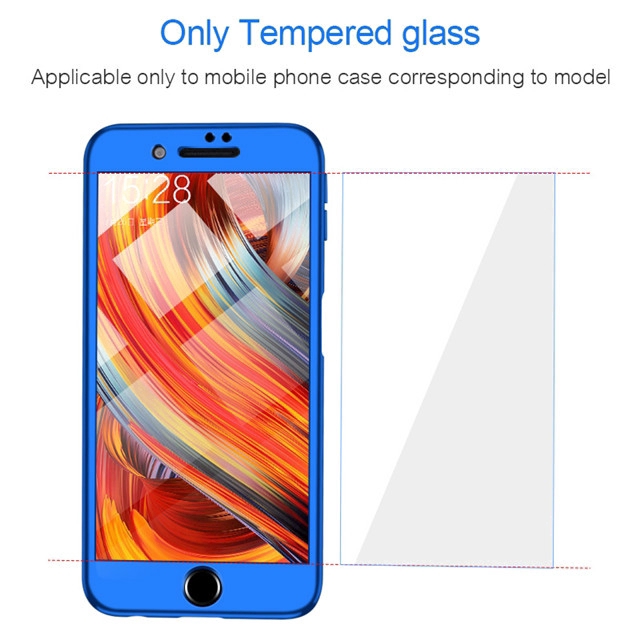 Hard Case PC + Tempered Glass Pelindung Layar Full 360 ° Untuk iPhone 5S SE 6 6S 7 8 Plus