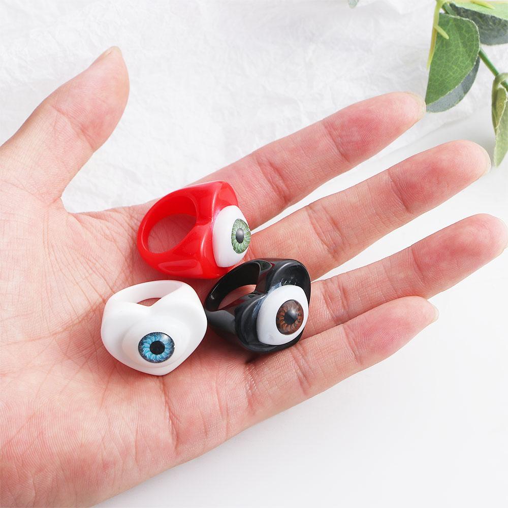 Nickolas1 Cincin Resin Aesthetic Kreatif Wanita Gaya Goth Gaya Dingin Punk Demon Eye Ring