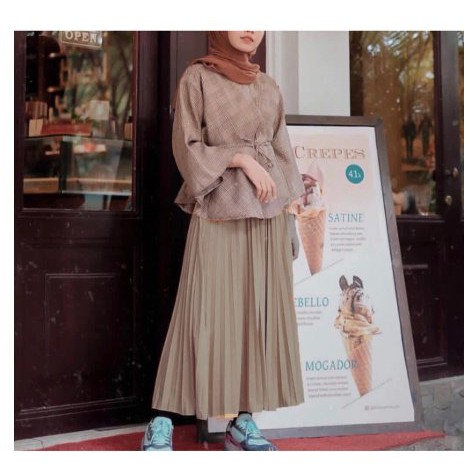 TERLARIS  ROK PLISKET PANJANG JUMBO PLIKSET MODERN - ROK PANJANG WANITA CEWEK POLOS SKIRT ROK