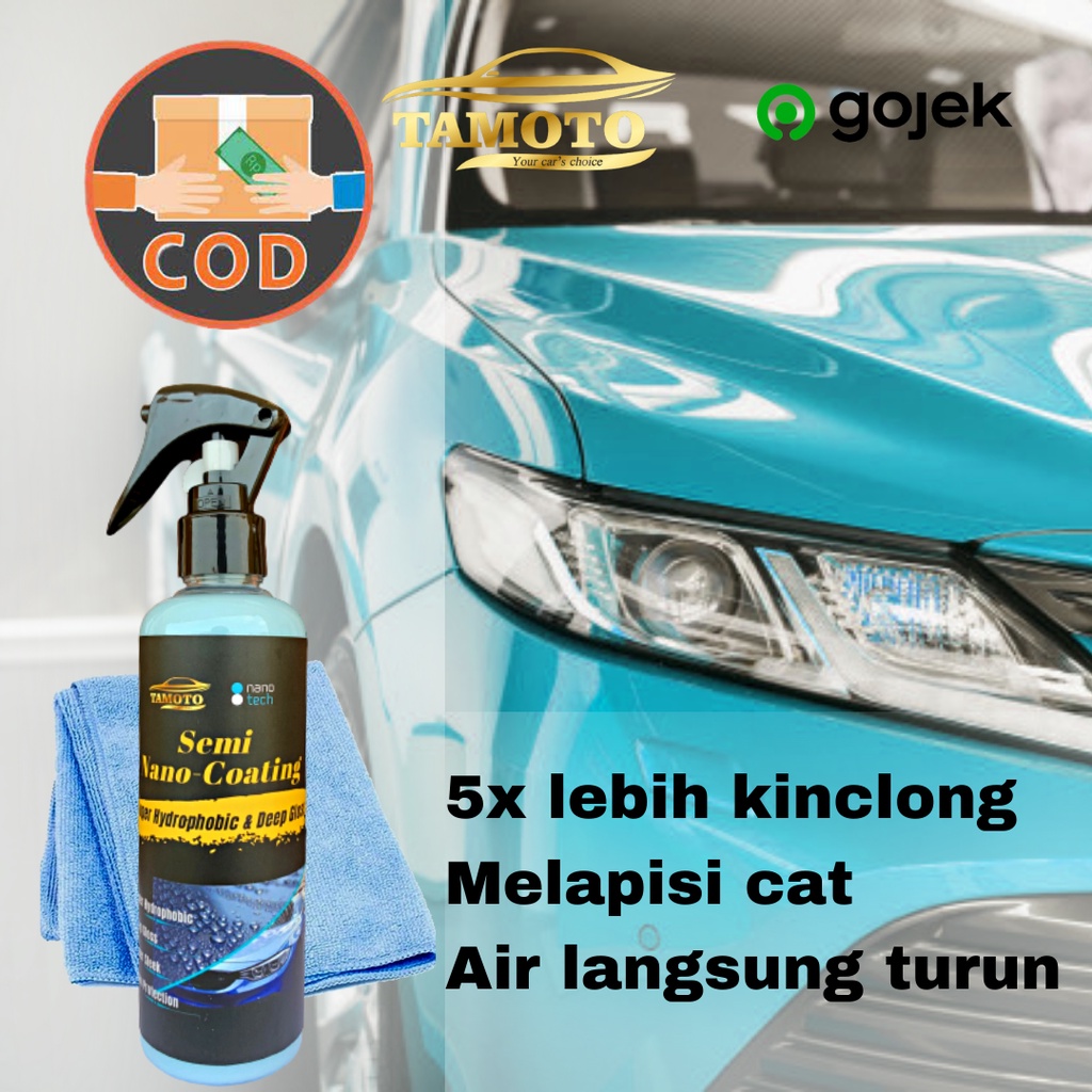 Semi nano coating by Tamoto - Pengkilap body &amp; kaca mobil dan motor / visor helm efek daun talas