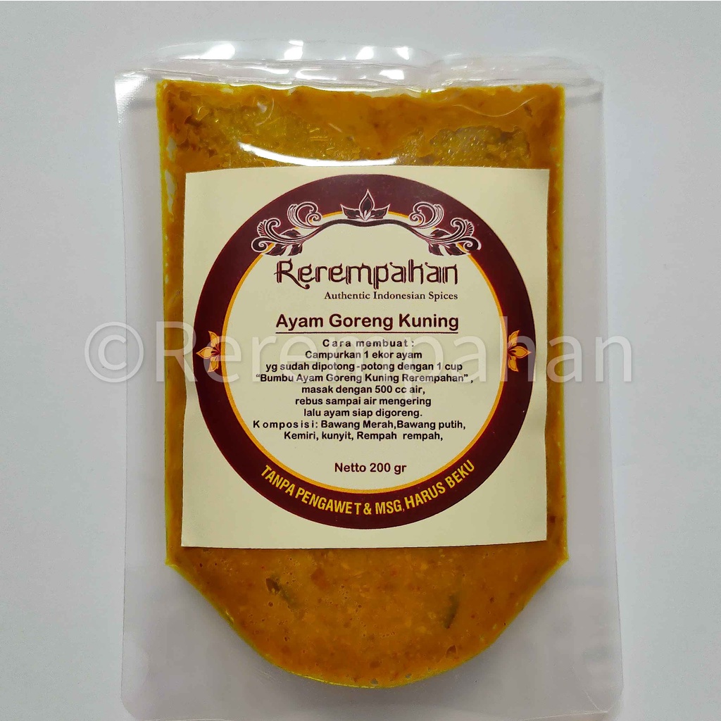 

Rerempahan AYAM GORENG KUNING Bumbu Jadi Instan TANPA PENGAWET & MSG Siap Pakai