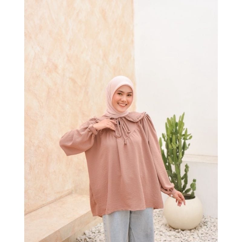 Tq88indonesia Baju Blouse Wanita Terbaru /  Lavita Blouse CRINCLE / Blus / Baju Atasan Wanita Kekinian