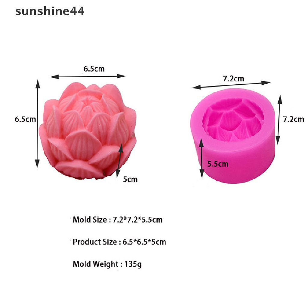 Sunshine Cetakan Sabun DIY Bentuk Bunga Teratai 3D Bahan Silikon