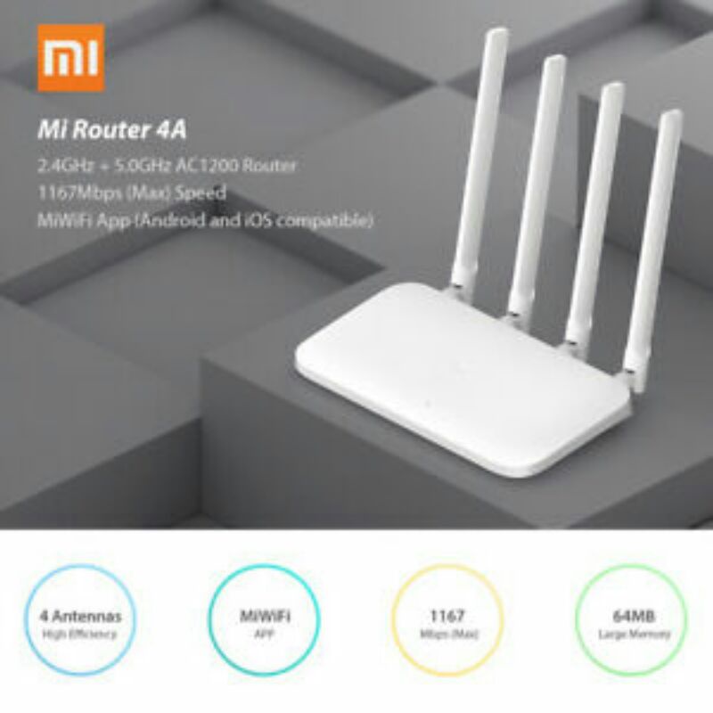 Xiaomi Mi Router 4A AC1200 IEEE 802.11AC 4 Antena R4AC-White