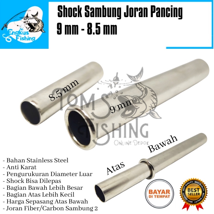 Shock Sok Sambung Joran Fiber / Carbon Stainless Steel (3.5mm - 10mm) Sepasang Anti Karat - Engkus Fishing