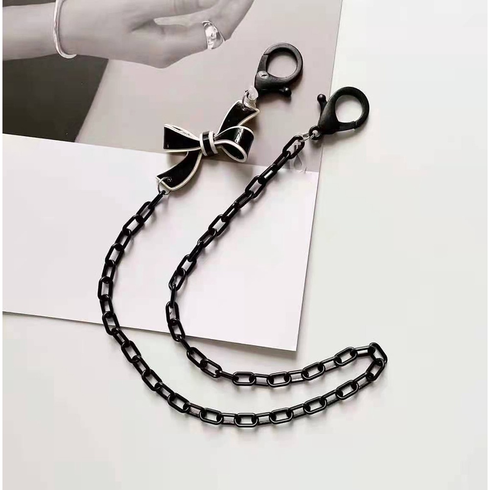 Tali Lanyard Rantai Kacamata Headphone Masker Bahan Akrilik Anti Hilang Warna Hitam Putih