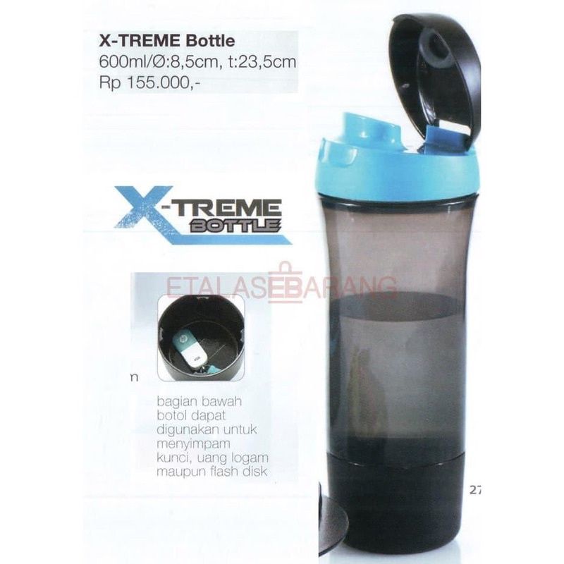 Botol minum Tupperware Xtreme bootle 600 ml, Eco man black.. original