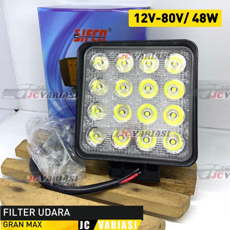 LAMPU KERJA KABUT TEMBAK SOROT FOGLAMP 16 LED CREE KOTAK SIFCO MOBIL