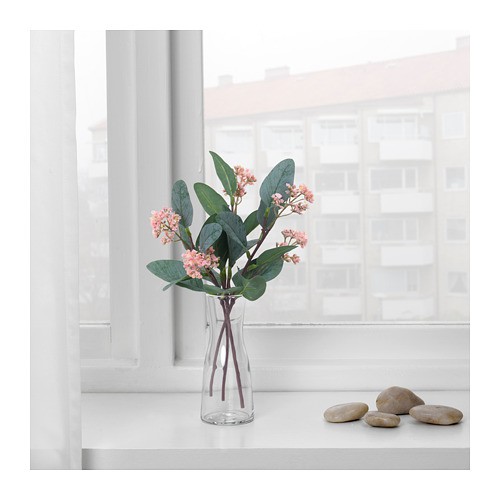 SMYCKA Bunga tiruan, eucalyptus/merah muda