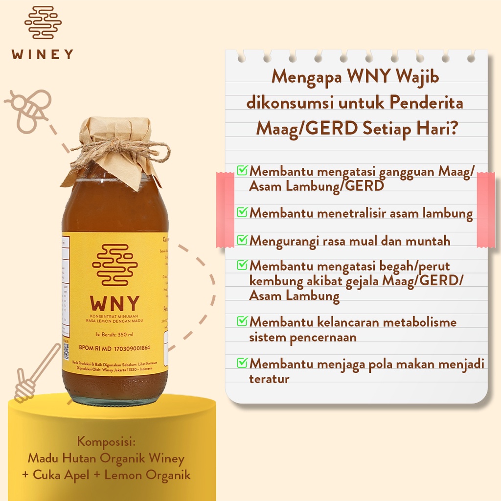 WNY | MENGATASI GERD, ASAM LAMBUNG | Winey Healthy Drink | BPOM | HALAL | BERGARANSI