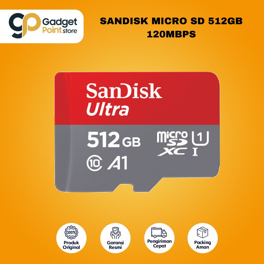 Memory 512GB | MicroSD Sandisk 512 GB | SanDisk Ultra Micro SD Card 512GB UHS-I A1 up to 150Mbps - Original