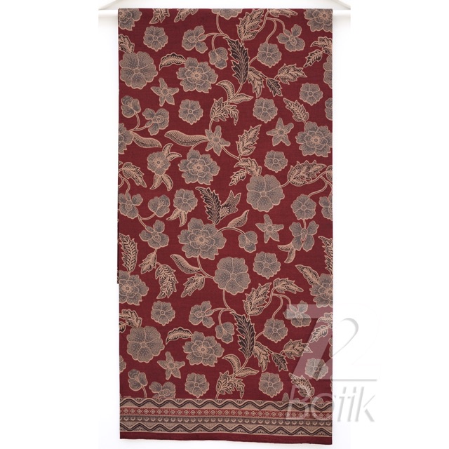 BAHAN BATIK PREMIUM Katun Motif Kembang Warna Merah Maroon Maron Marun 723290 Cap 72 Jarik Jarit Samping Kebat Panjang Batik Katun Modern Premium Bahan Seragam Batik Pernikahan Kantor Keluarga Murah Kamen Jadi Batik Bali Lembaran