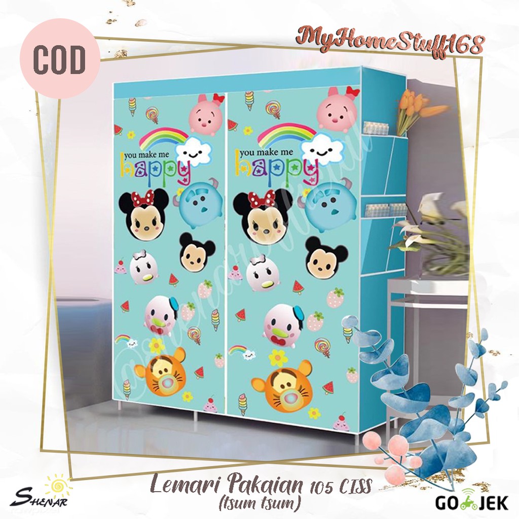 SHENAR Lemari Baju Lemari Pakaian Lemari Portable Lemari Baju Bayi Multifungsi Karakter 3D 105 CISS