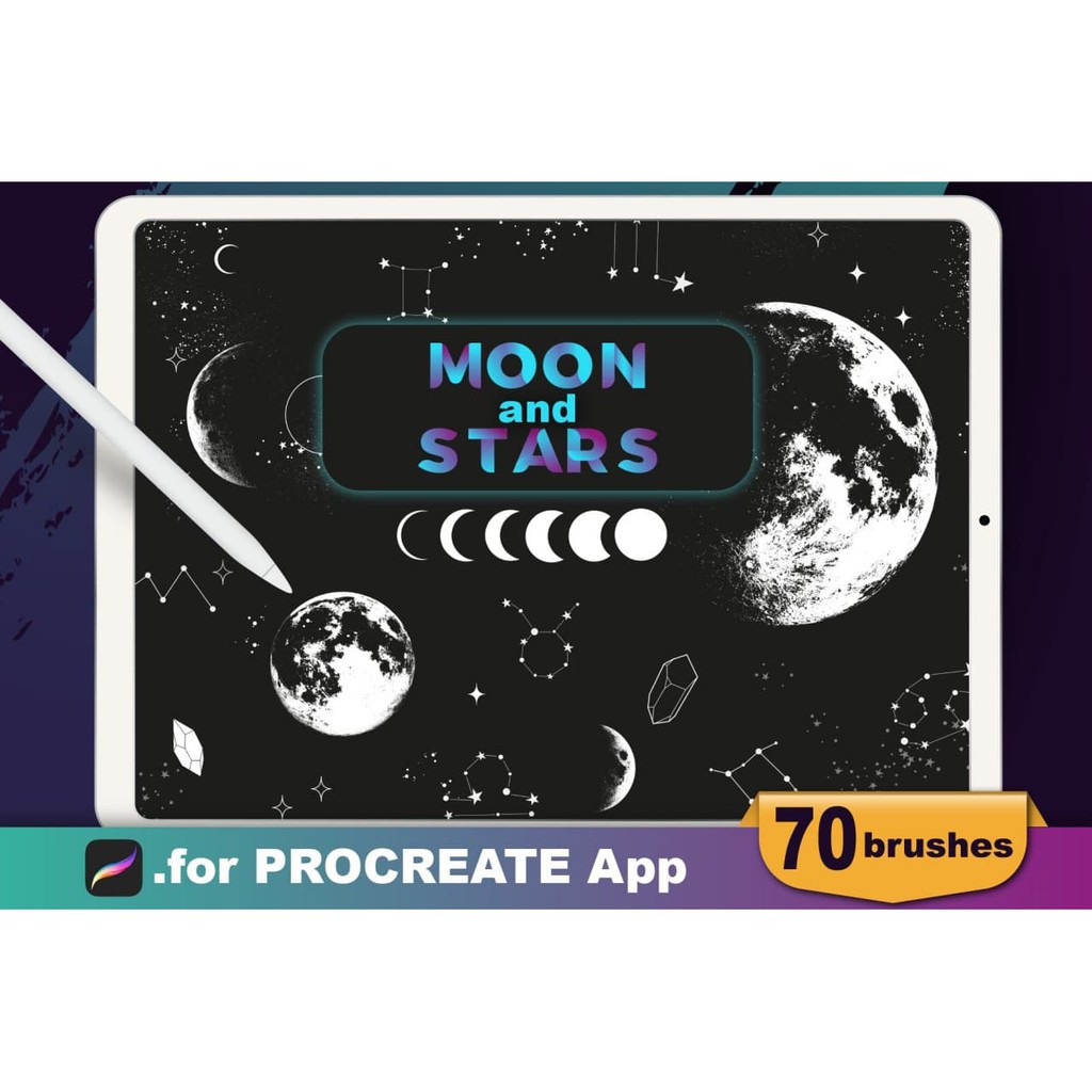 Procreate Brush - Procreate Brushes Moon and Stars Brushset