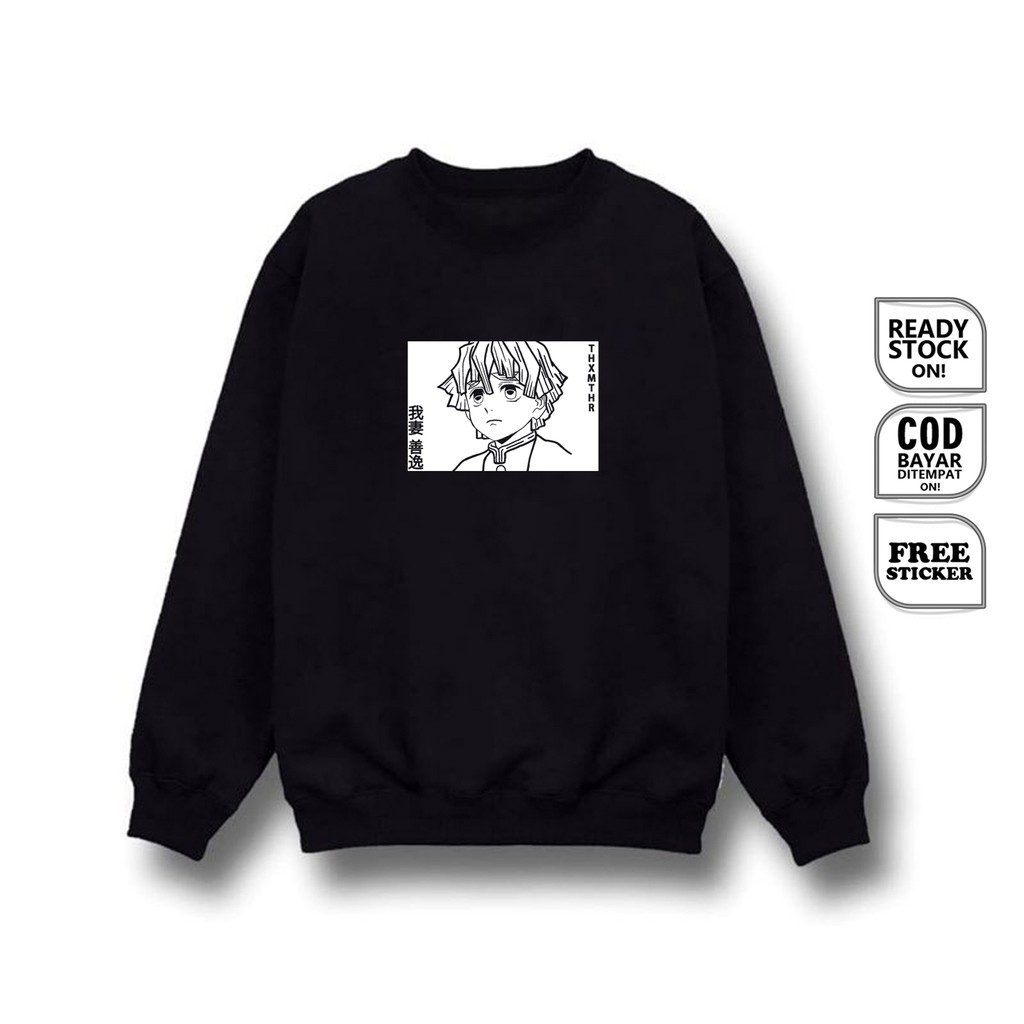 SWEATER CREWNECK ZENITSU AGATSUMA KIMETSU NO YAIBA DEMON SLAYER INOSUKE NEZUKO MANGA JAPAN ANIME SC