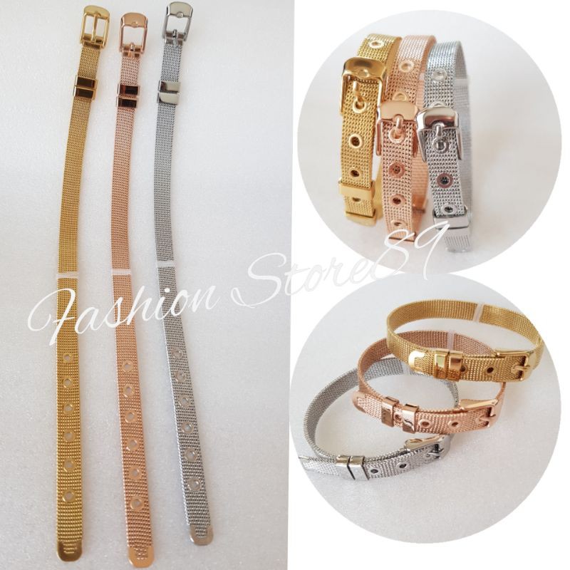 Gelang Charm/ gelang Rantai Sabuk Titanium Impor Anti karat gold Rosegold white anti karat titanium
