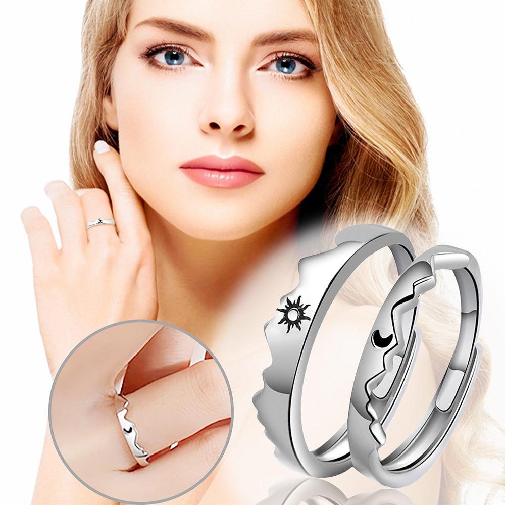 Mxbeauty Cincin Pasangan Tunangan Fashion Bulan Pria Wanita Matahari Terbuka Ring