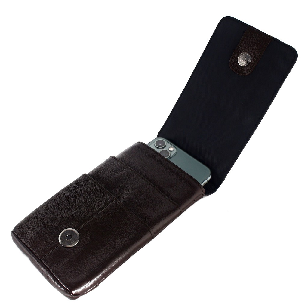 TOKOKOE - Dompet Sarung HP Handphone - Bahan Kulit Sapi Asli - Clinford 208 Coklat