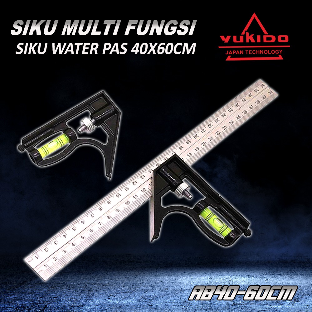 Penggaris siku waterpas Tukang Siku Mistar Multifungsi ada Waterpass UKURAN 30CM 12&quot;