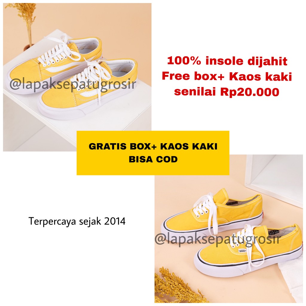  Sepatu  Wanita Vans  Authentic Oldskool Kuning  FULL 