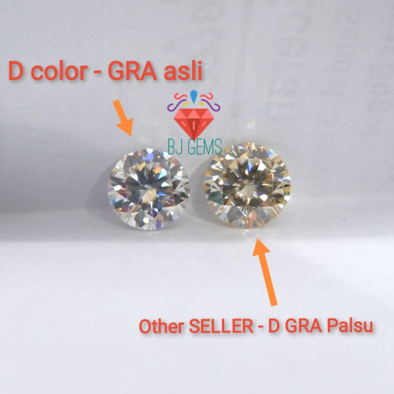 Permata Moissanite D VVs Sertifikat GRA REGULER - PREMIUM Original 1ct - 5 carats