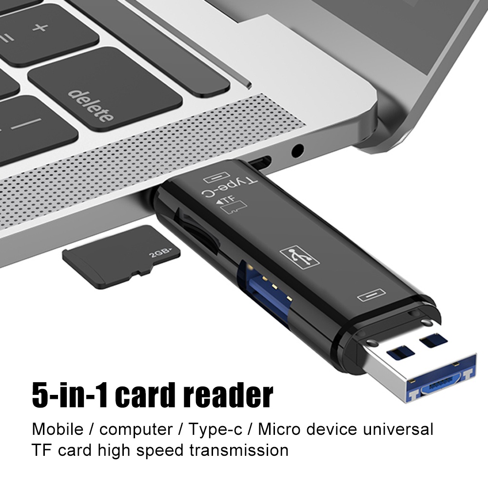 5 in 1 Adapter Card Reader Micro USB 3.0 Type-C OTG TF Digital Untuk Keamanan