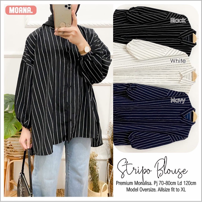 STRIPO TUNIK by moela : tunik wanita busui atasan wanita realpict murah