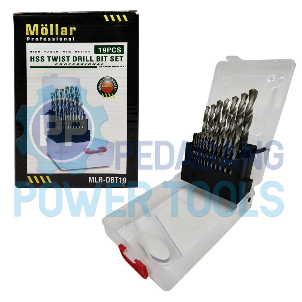 MOLLAR MATA BOR BESI SET 19 PCS HSS TWIST DRILL BIT SET