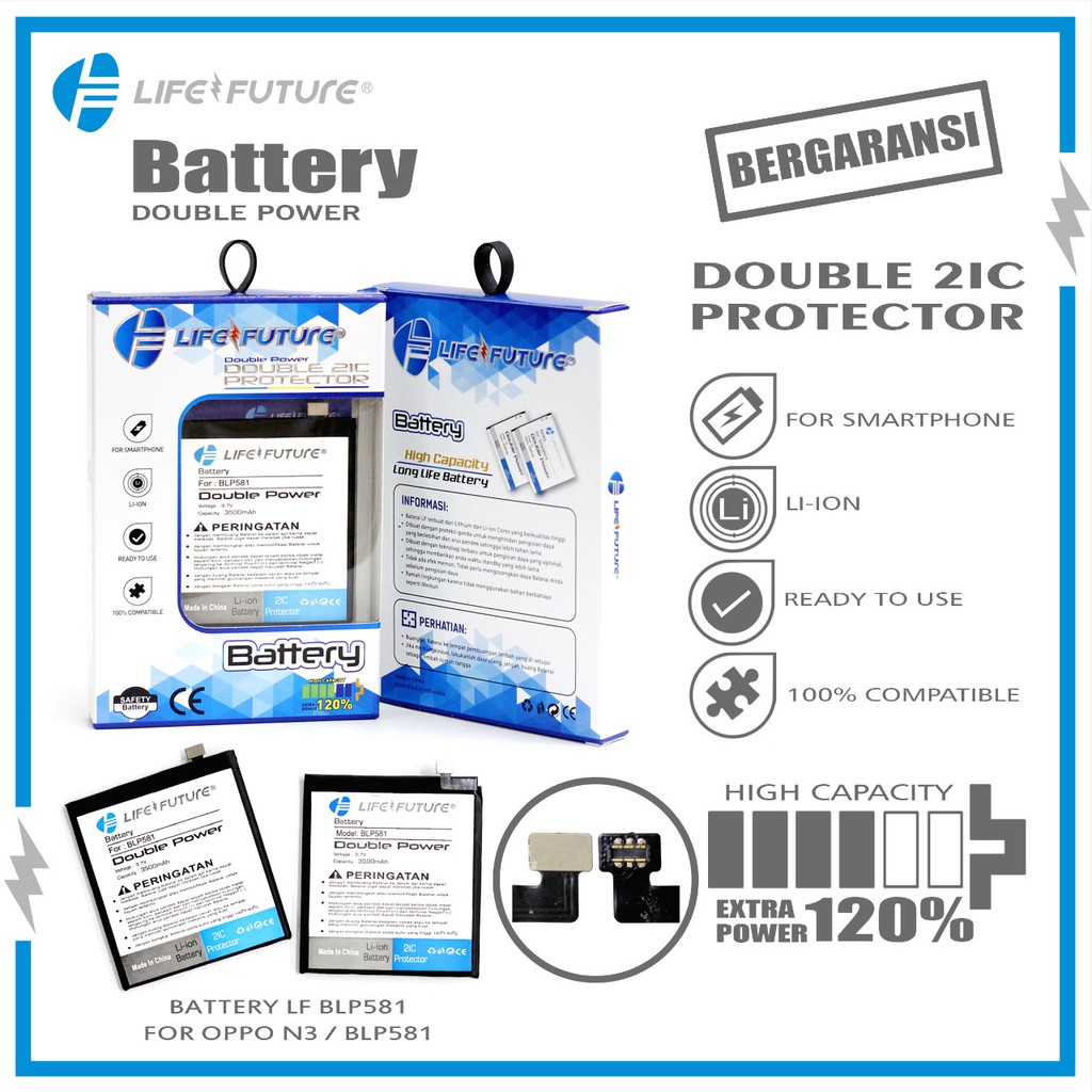 BATERAI OPPO N3 / BLP581 / BLP 581 / BLP-581 DOUBLE POWER LIFE FUTURE