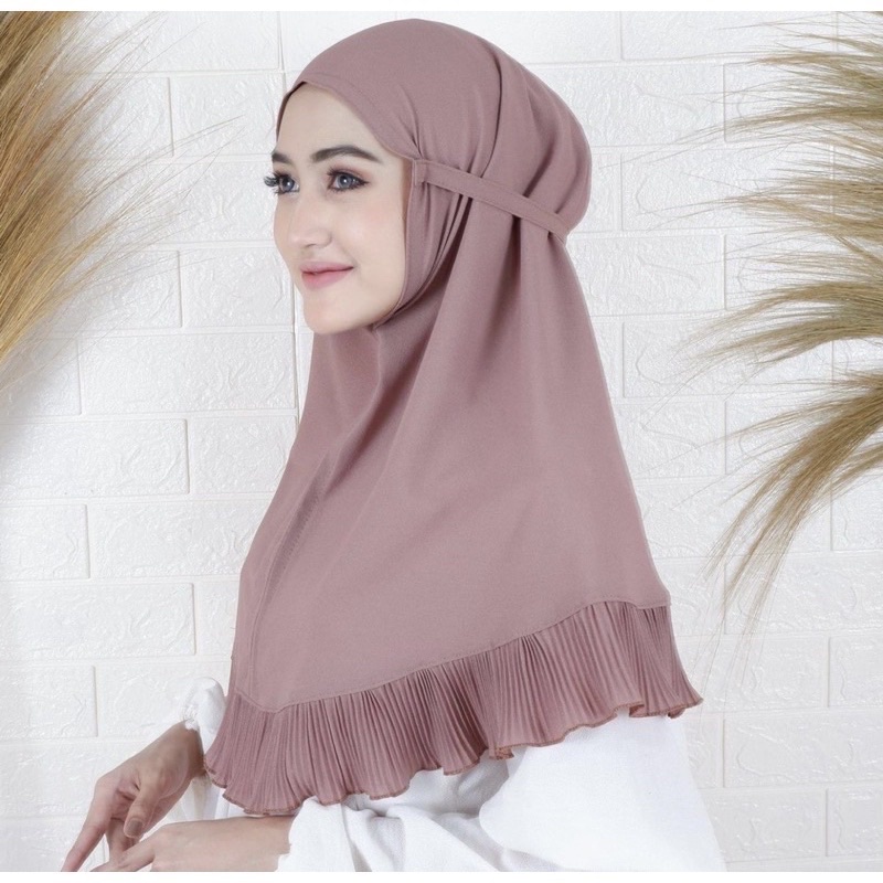 Bergo Rempel Plisket Kombinasi Lidi kerudung instant Maryam Hijab jilbab