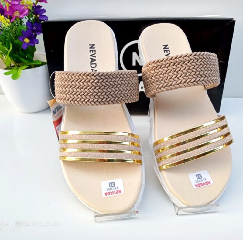 SANDAL FLAT WANITA NEVADA /SANDAL SELOP CEWEK REMAJA KEKINIAN