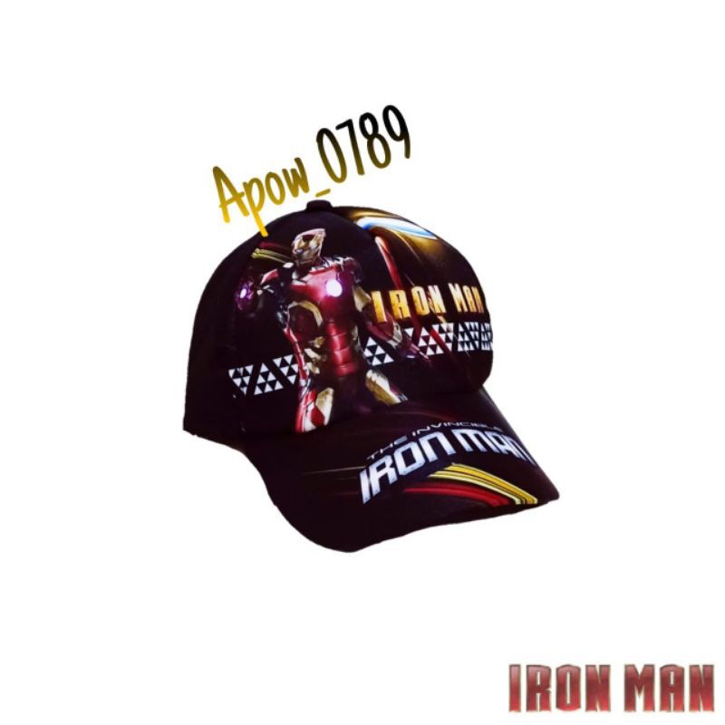 topi print iron man hitam / topi anak ironman