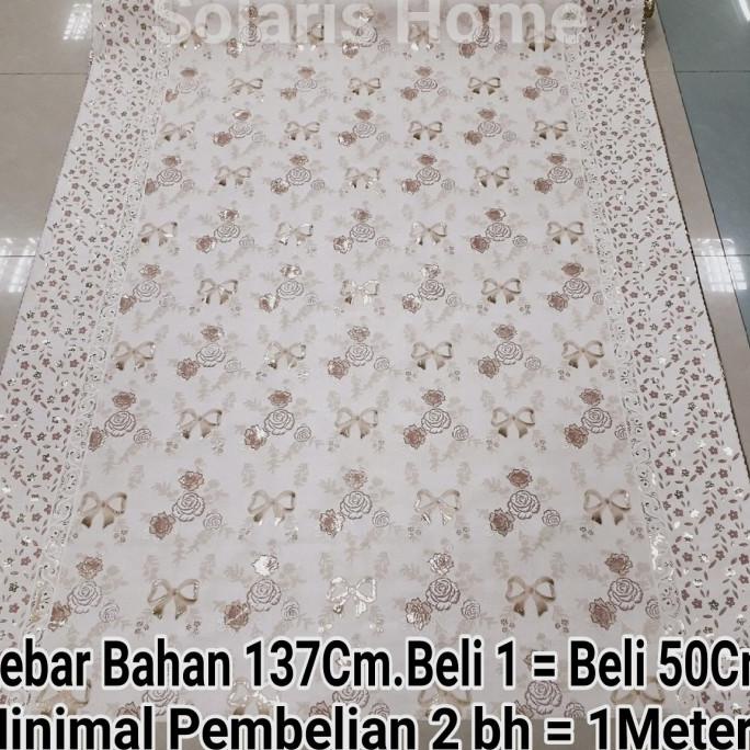 :::::::] Taplak Meja Makan PVC Mas dasar Krem,Bunga Sheby,Meteran,anti air