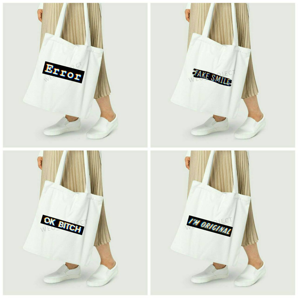 TOTE BAG KANVAS MURAH / TOTE BAG WANITA / TOTE BAG MOTIF HURUF