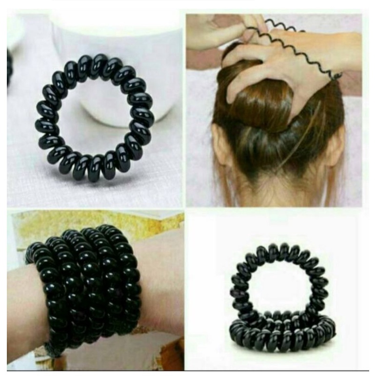 Karet Rambut Spiral Besar Hitam