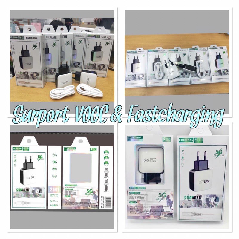 Charger T-34 Original 5G 4A Support VOOC dan Fast charging for Micro usb dan Tipe c