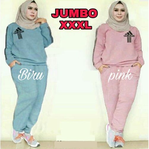 baju olahraga muslimah/traning/jumbo traning set adidas/pakaian wanita BIGSIZE