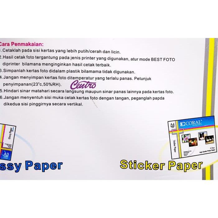 Coral Glossy Sticker Paper 120 gsm / Kertas Stiker Photo